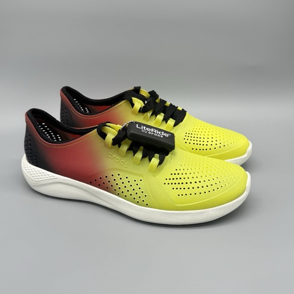 Crocs LiteRide Pacer M Men's Size 8 Yellow Red Gradient Sneakers Comfort NEW‎ - Picture 1 of 11